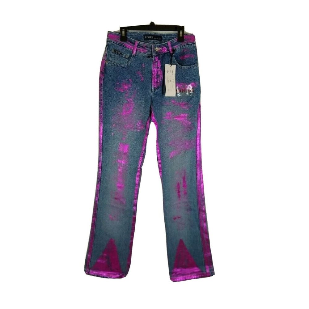 REVOLT Fit & Flare Diva Blue & Pink Jeans